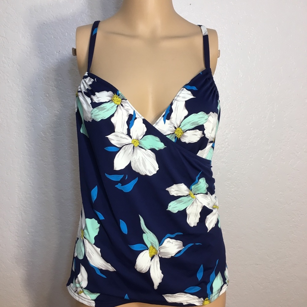 Land’s End Blue/White Floral Strapping Top